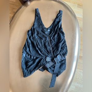Mar Jacobs size 6 black silk tank with ribbon and flower pattern